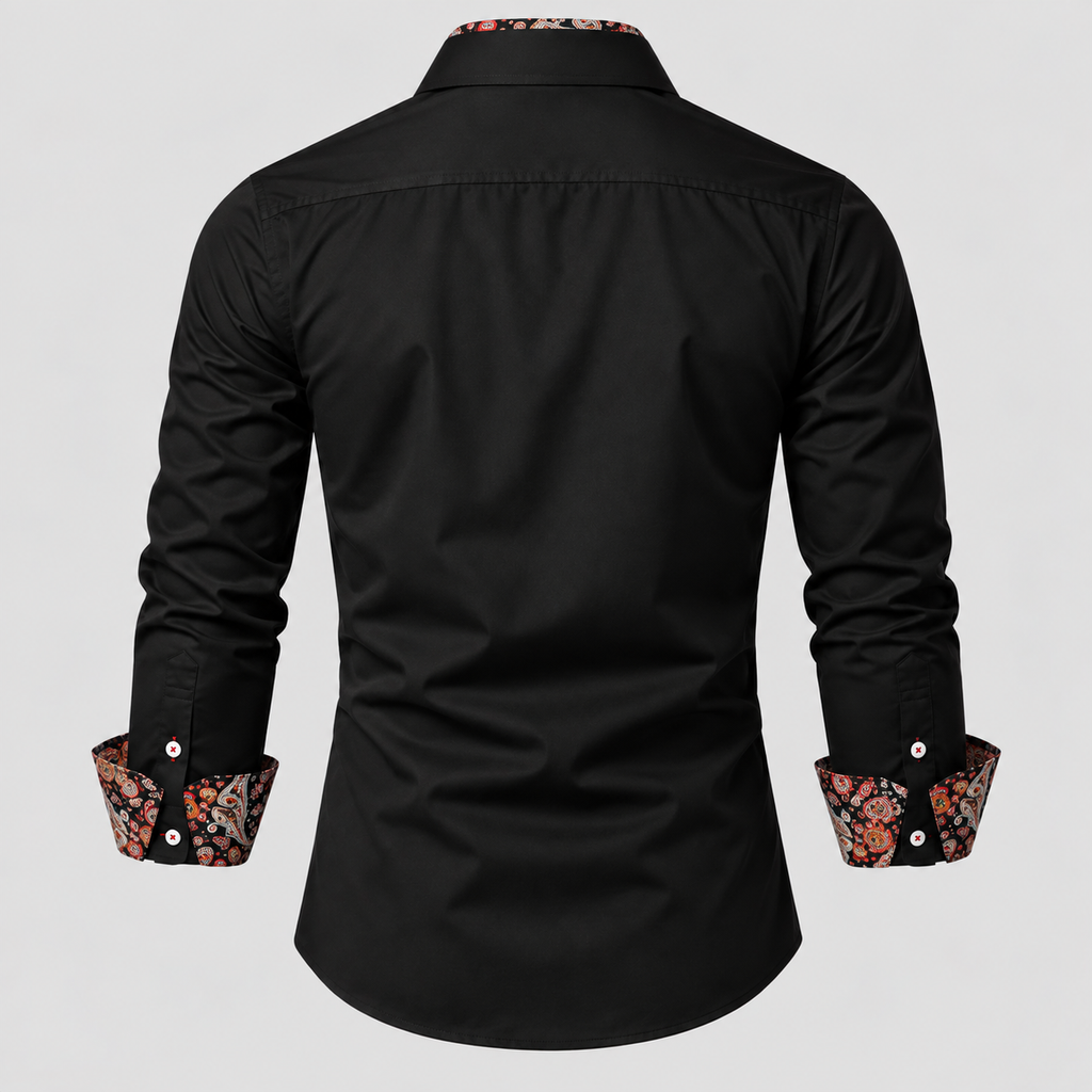 Kontrastdetalje Skjorte - Slim Fit Paisley Detalje