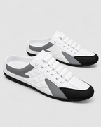 Baglåse Slip-On Mules til Herrer - Flad Sål, Quiltet Panel Overdel