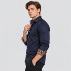 Kontrastdetalje Skjorte - Slim Fit Paisley Detalje