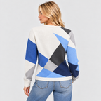 Colorblock Top til Damer - Meshærmer, V-Hals