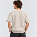 Herre Textureret Crew Neck T-Shirt – Chevronmønster Kort Ærme