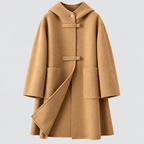 Lang Frakke i Uldlook - Wrap-Lukning med Revers