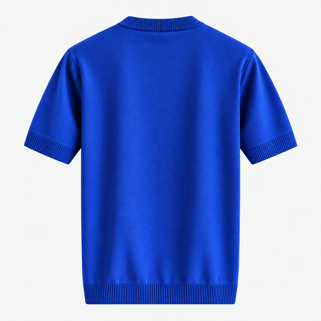 Herre Textureret Crew Neck T-Shirt – Chevronmønster Kort Ærme
