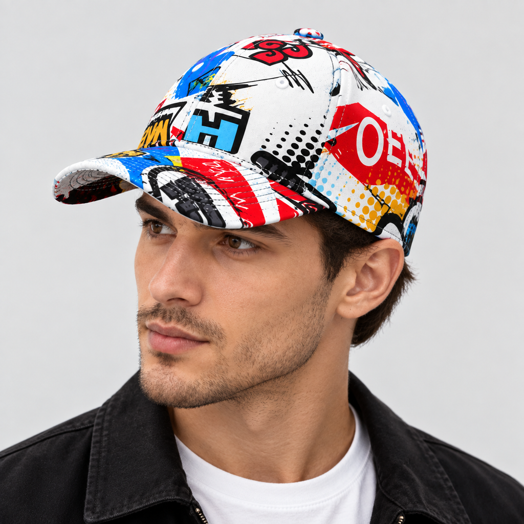 Snapback Kasket med Graffitiprint til Herrer - Justerbar Bomuldskasket