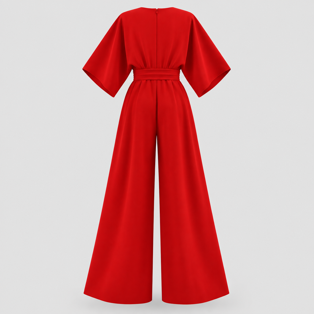 Chiffon Wrap Jumpsuit til Damer – Vide Ben, Flere Farver