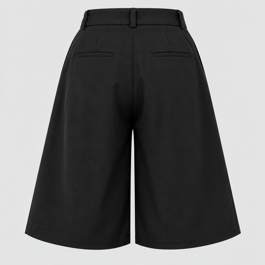 Høj Talje Shorts med Brede Ben til Damer - Plisseret, Skræddersyet
