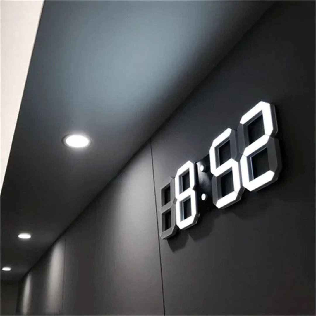 3D LED Digital Vægur – Justerbar Belysning