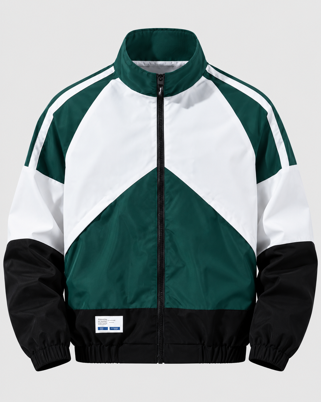 Colorblock Træningsjakke til Herrer - Ståkrave, Lynlås, Polyester