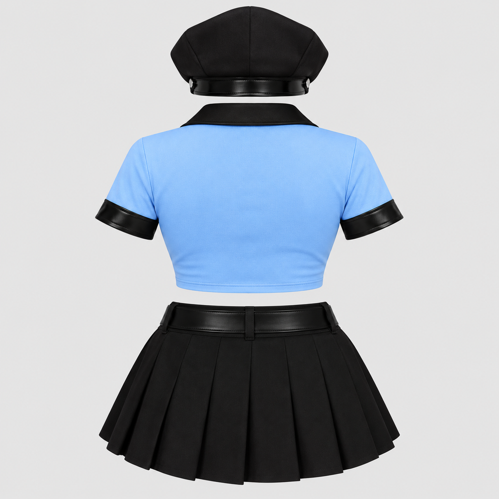 Politikostume-Sæt til Damer - Cropped Top med Svajende Miniskørt