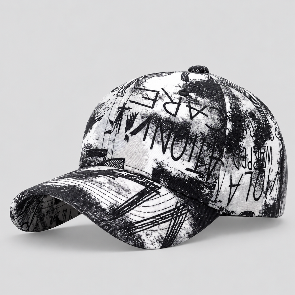 Snapback Kasket med Graffitiprint - Justerbar Kasket i Bomuld