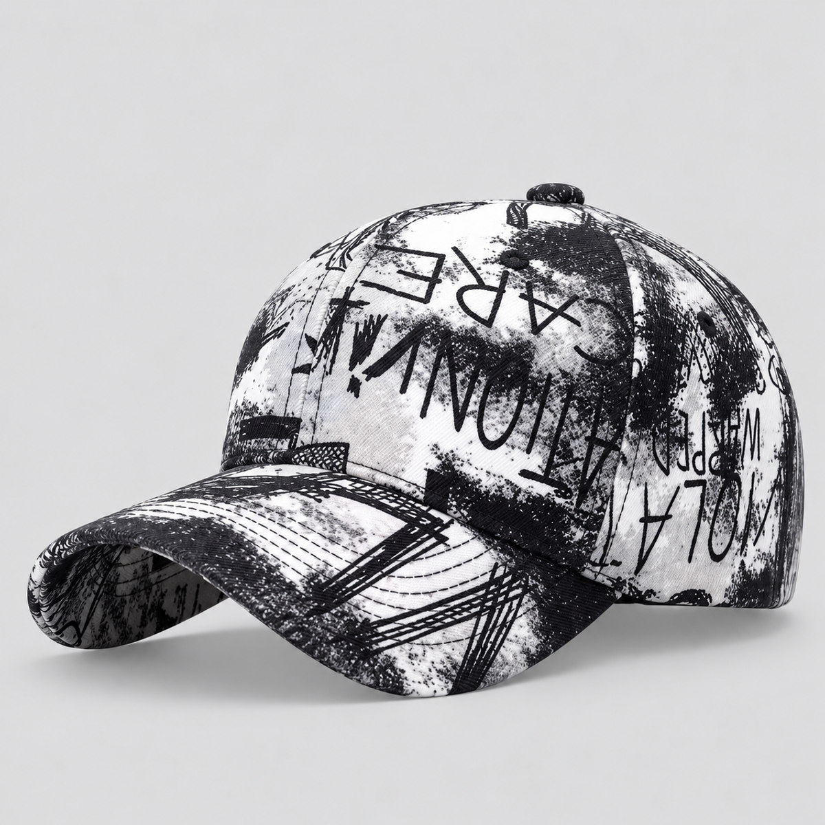 Snapback Kasket med Graffitiprint - Justerbar Kasket i Bomuld