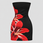 Stropløs Blomstret Minikjole – Tropisk Print Bandeau