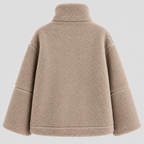 Oversized Teddyfrakke til Damer - Revers, Påsyede Lommer