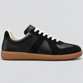Low-Top Sneakers til Herrer - Sort Læderlook, Ruskindsdetaljer, Gummisål
