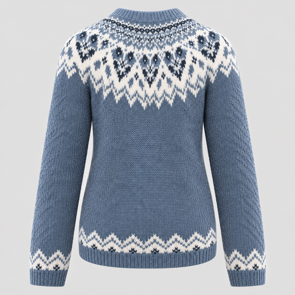 Fair Isle-Sweater til Damer - Strikket med Geometrisk Mønster