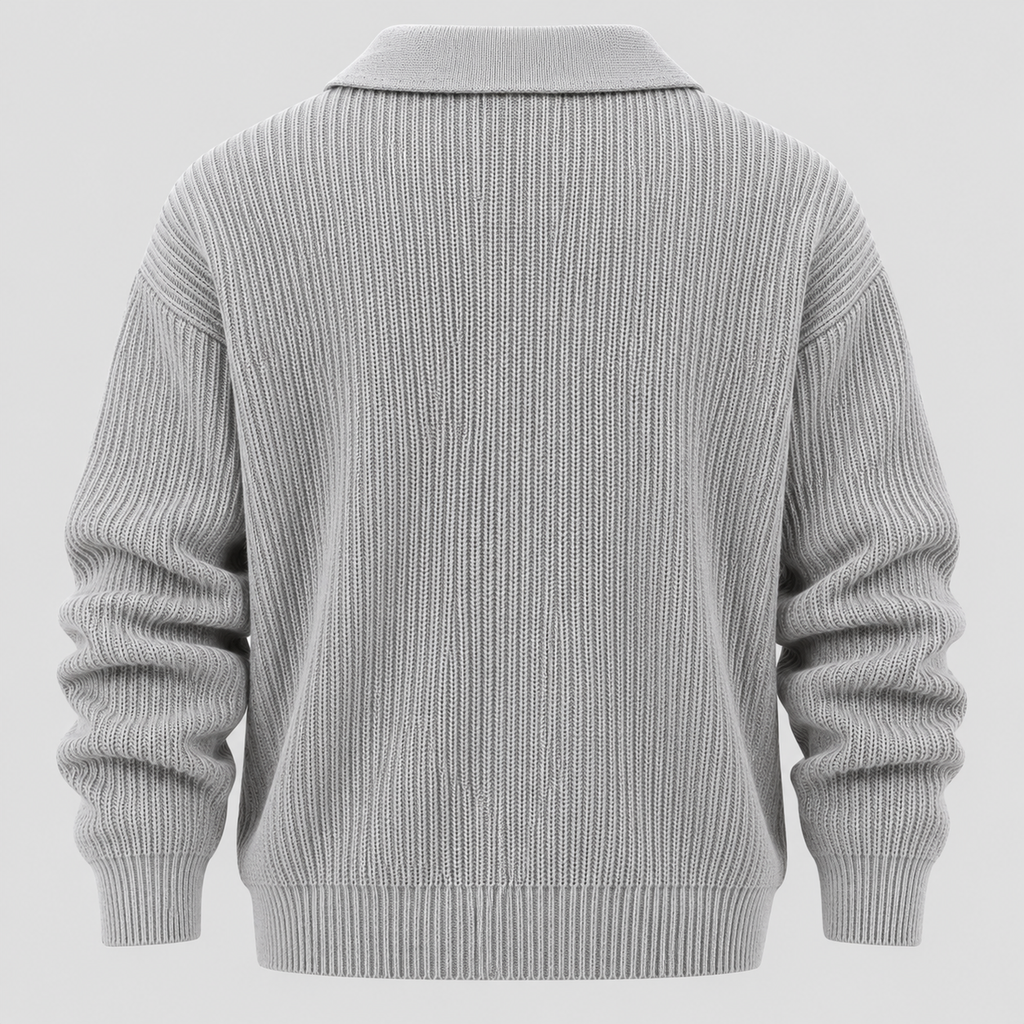 Cardigan med Knaplukning til Herrer - Ribstrik, Regular Fit