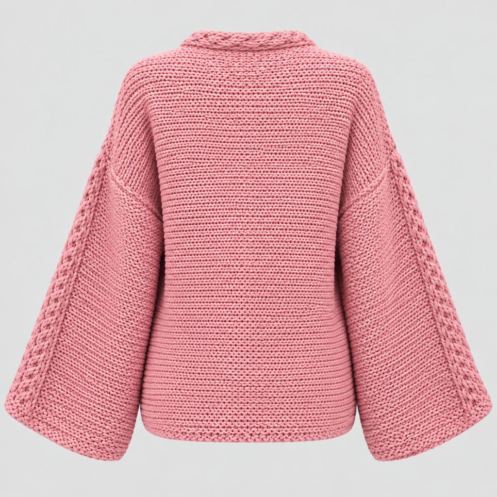 Luvet Cardigan til Damer - Åben Front, Oversized Strik
