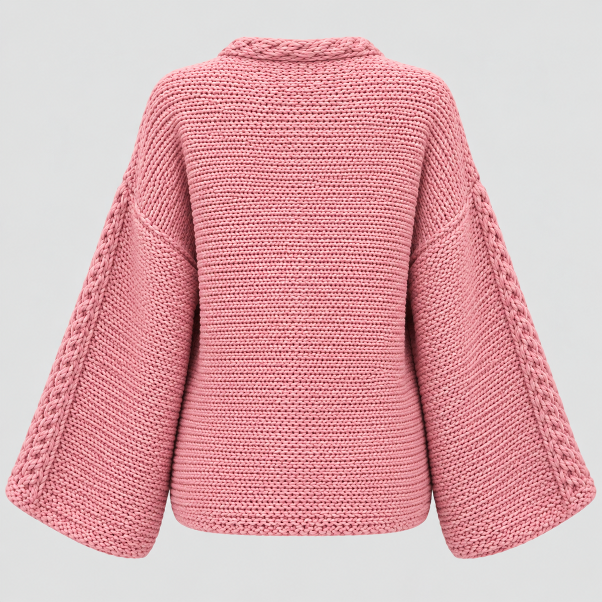 Luvet Cardigan til Damer - Åben Front, Oversized Strik