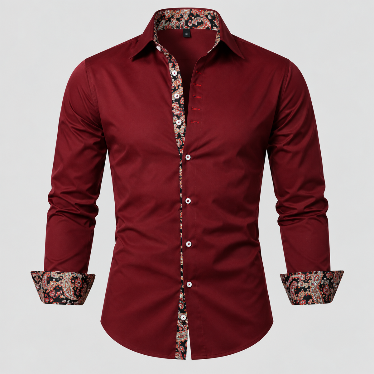 Kontrastdetalje Skjorte - Slim Fit Paisley Detalje