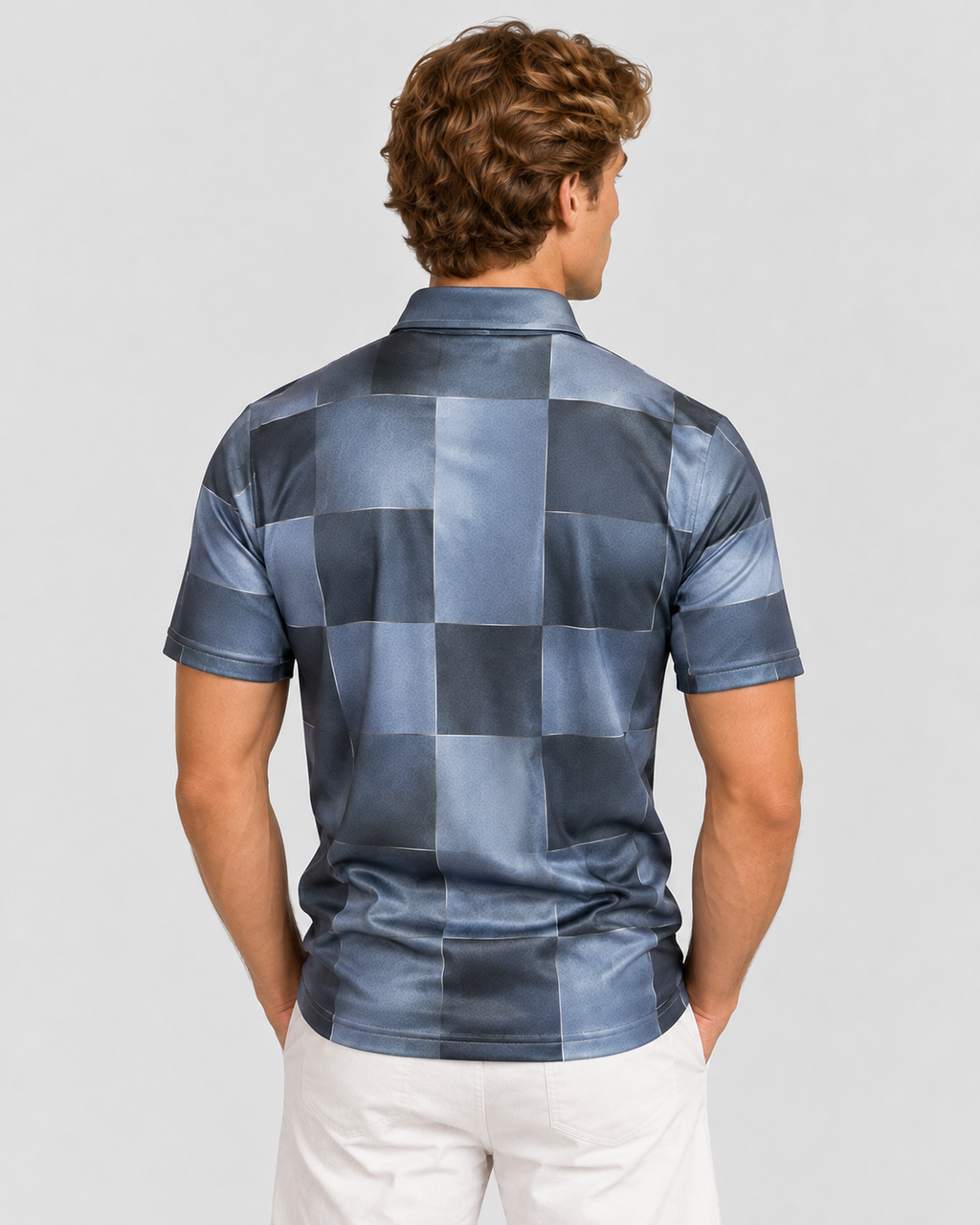 Poloshirt med Geometrisk Print til Herrer - Korte Ærmer, Regular Fit