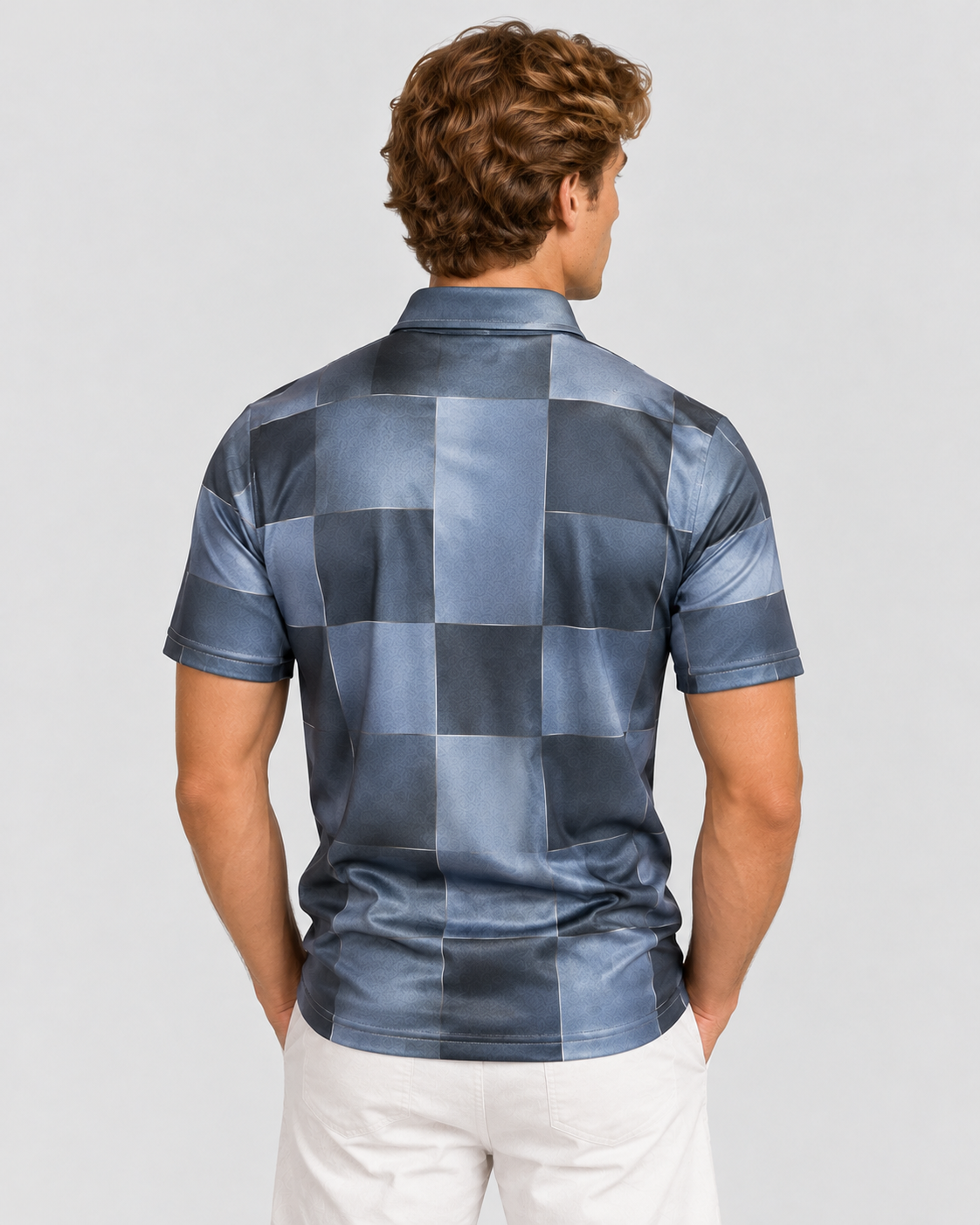 Poloshirt med Geometrisk Print til Herrer - Korte Ærmer, Regular Fit