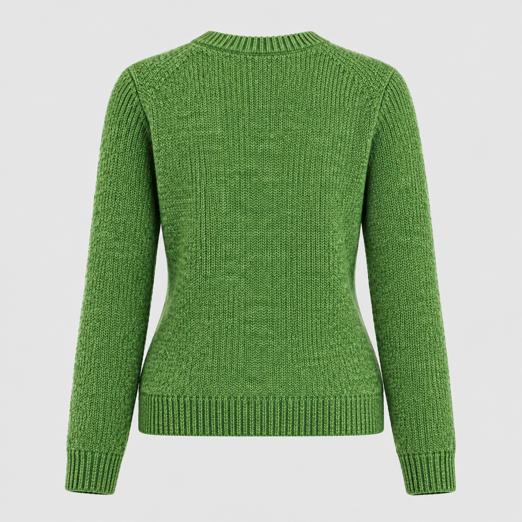 Fårmotiv-Sweater til Damer - Intarsiastrik, Rund Hals