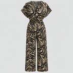 Panterprint Jumpsuit til Damer - Wrap V-Hals med Brede Ben
