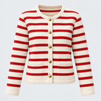 Åben Front Stribet Cardigan - Blødt Blandingsstrik