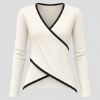 Wrap Sweater til Damer - V-Hals med Kontrastkant