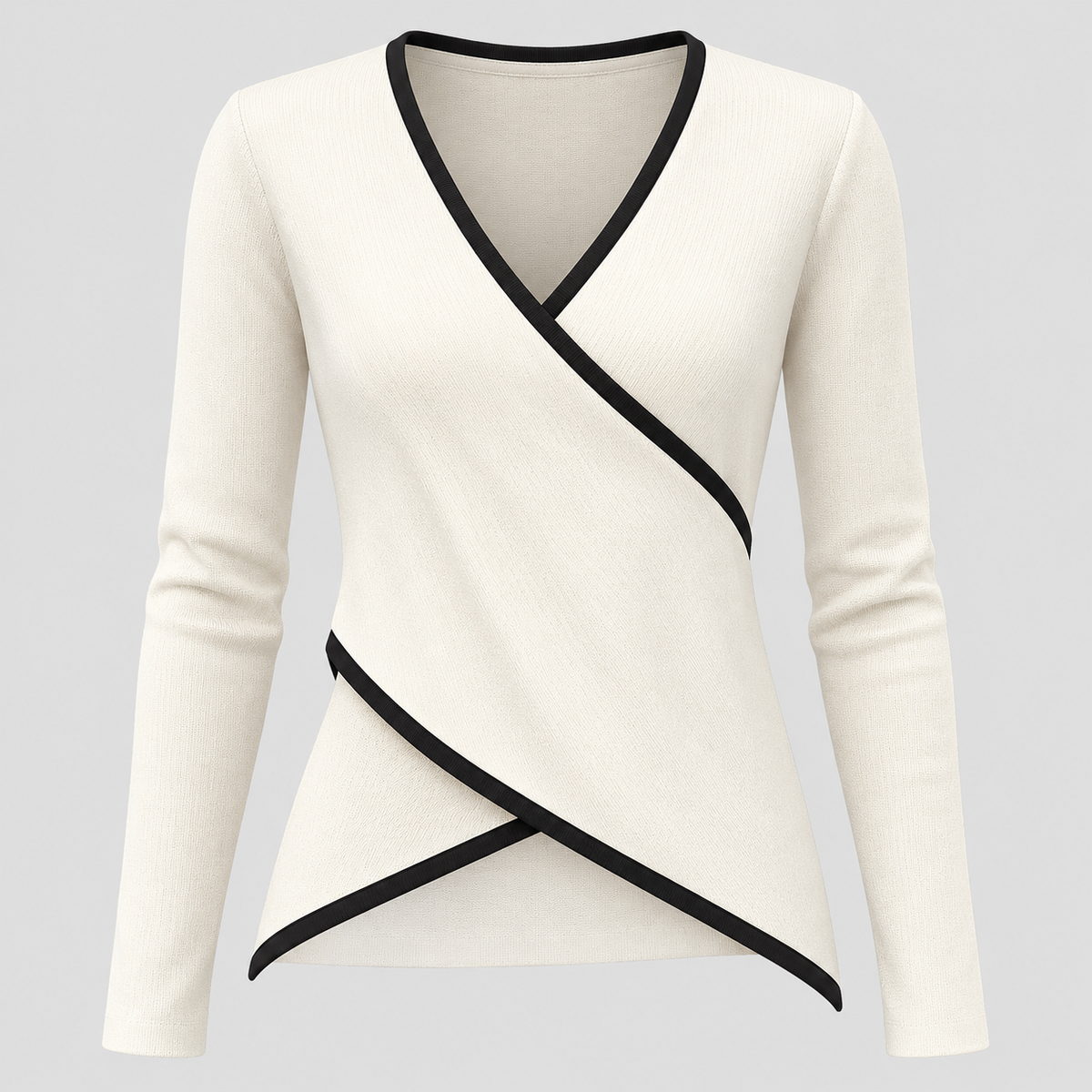 Wrap Sweater til Damer - V-Hals med Kontrastkant