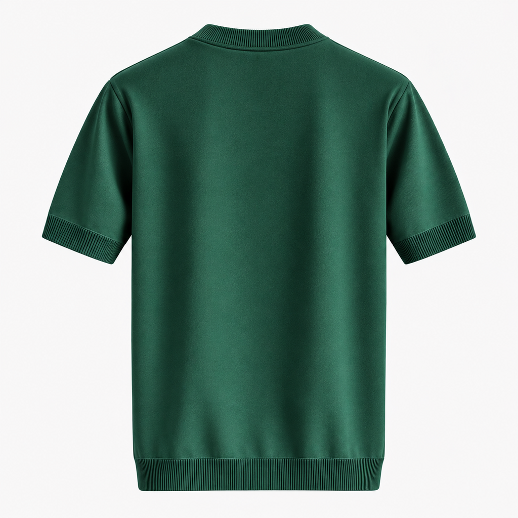 Herre Textureret Crew Neck T-Shirt – Chevronmønster Kort Ærme