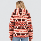 Jakke med Aztekerprint til Damer - Lynlås Foran, Blødt Fleecelook
