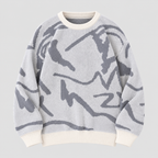 Graffiti Print Sweater til Herrer - Crew Neck Strik med Ribbede Manchetter