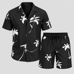 Herre Tropisk Print Skjorte- og Shortssæt – Sommer Matchende Sæt