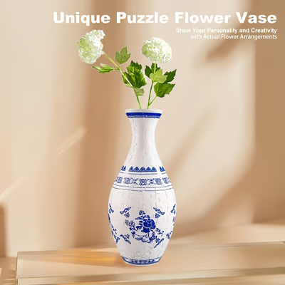 3D Puzzle Vase – EcoBloom, Dekorativ Blomstervase med Aftagelig Vandbeholder