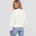 Cardigan med Perleknapper til Damer - Åben Front Strik