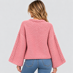 Luvet Cardigan til Damer - Åben Front, Oversized Strik