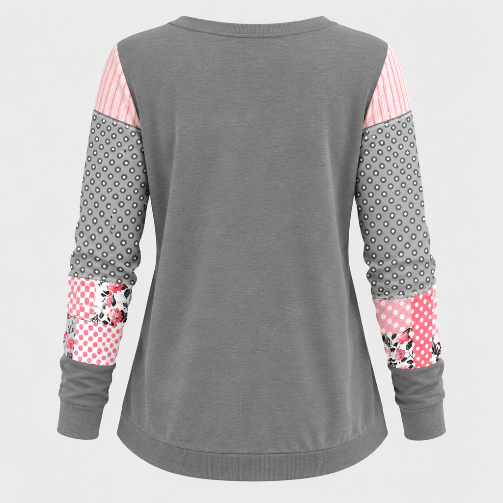 Patchwork Sweater til Damer - Colorblock-Paneler, Slim Fit