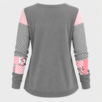 Patchwork Sweater til Damer - Colorblock-Paneler, Slim Fit