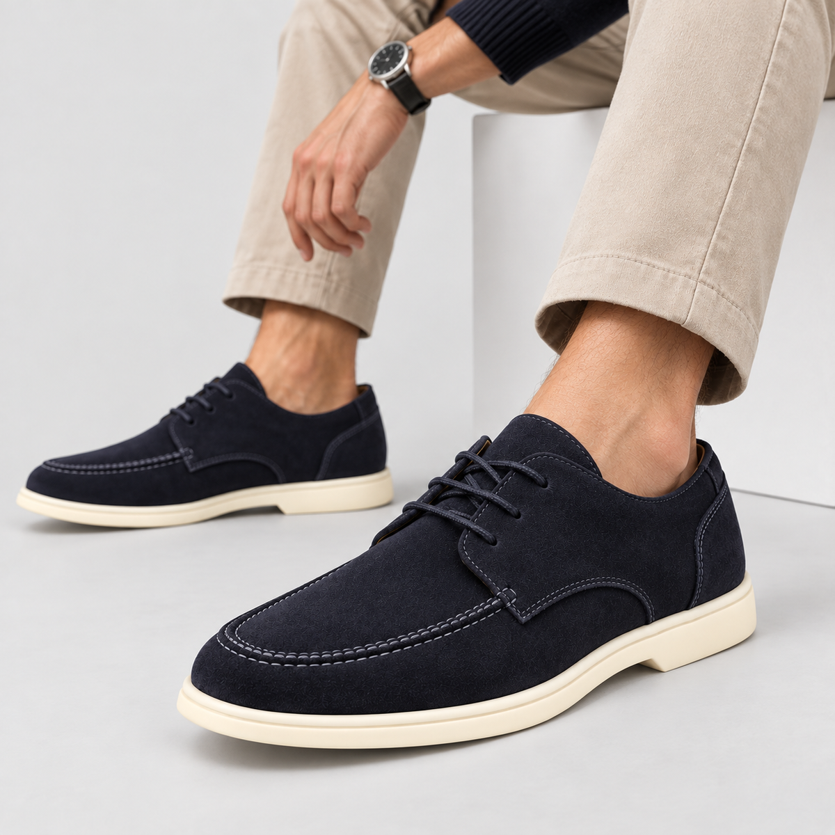 Herre Ruskindsloafers – Slip-On Moc Toe Flad Sål