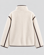 Sherpa-Stil Jakke til Damer - Toggle-Lukning, Mørk Kantning, Ståkrave