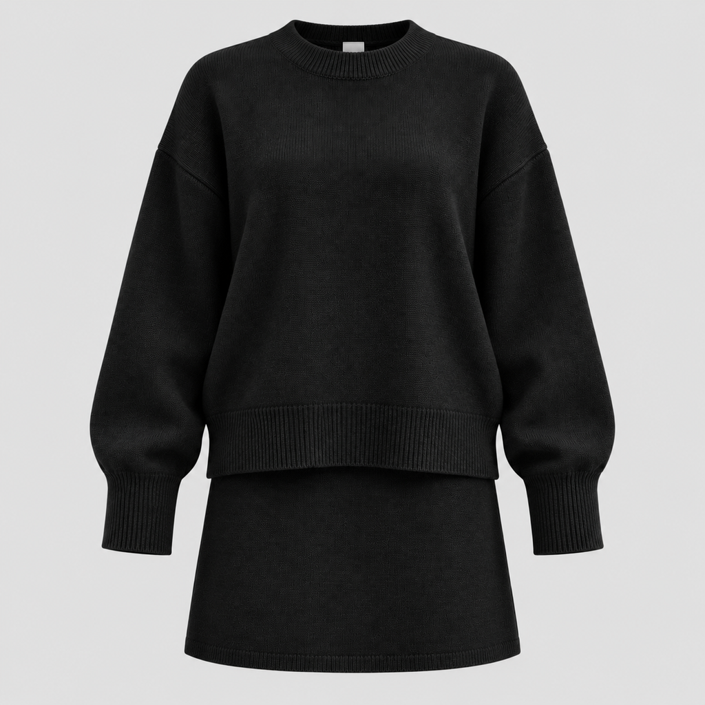 Dame Todelt Sweatersæt – Oversized Top med Shorts