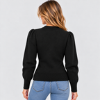 Cropped Strikket Cardigan til Damer - Guldknapper Foran, V-Hals
