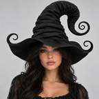 Buet Heksehat - Sort Gotisk Halloween-Kostumehat