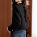 Kort tweed blazer med knapper dame