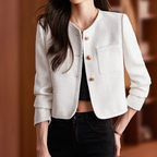 Kort tweed blazer med knapper dame