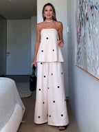 Todelt Sæt med Strapless Top og Vide Bukser