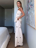 Todelt Sæt med Strapless Top og Vide Bukser