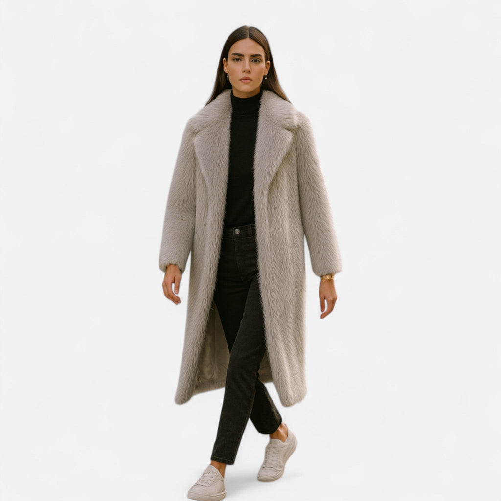 Lang Faux Fur-Frakke til Kvinder – Luksus & Varm Komfort