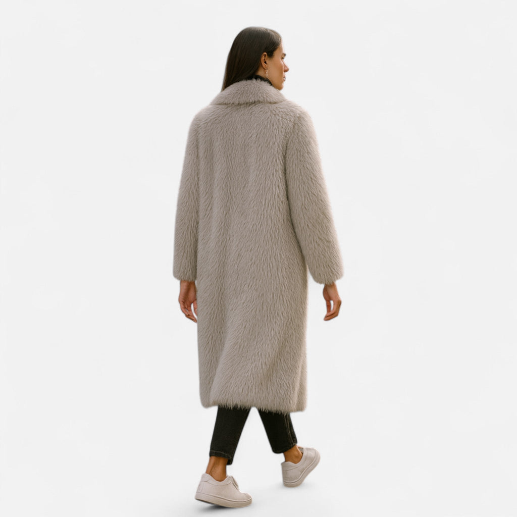 Lang Faux Fur-Frakke til Kvinder – Luksus & Varm Komfort